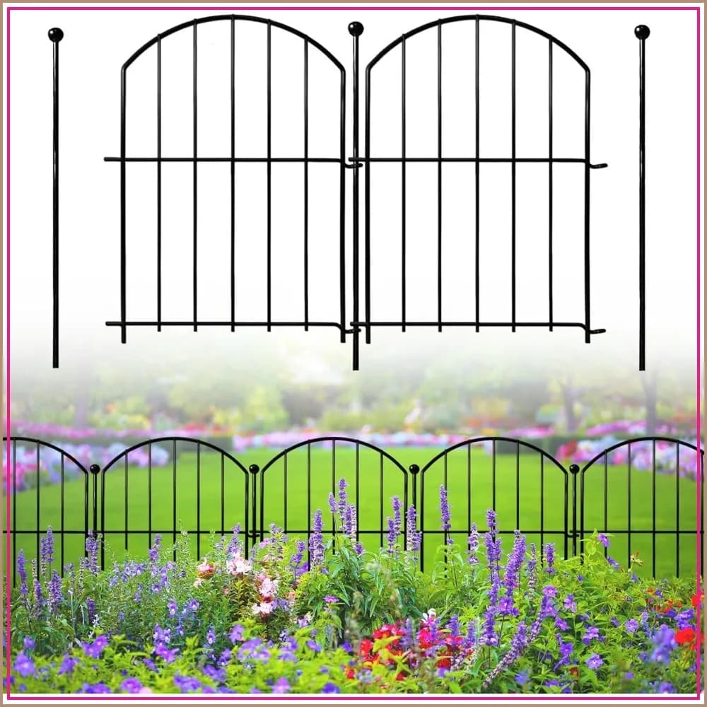 26-Pack Metal Garden Fence, 17in H x 13in W, Rustproof No Dig Dog Barrier, Arched Border for Yard Patio Decor