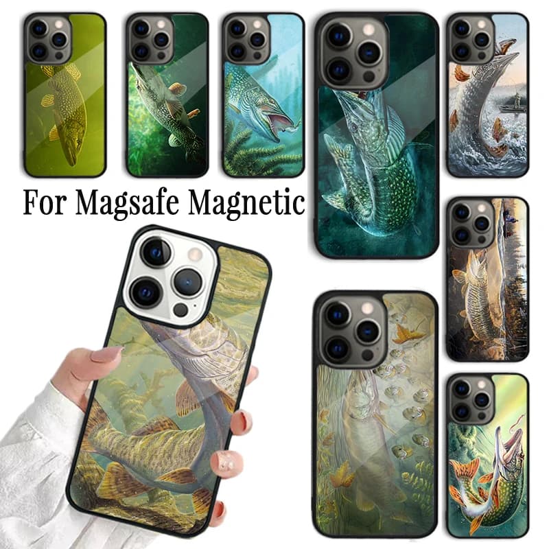 Custodia Morbida Magnetica Wireless Magsafe per iPhone 17 AIR 16 15 14 13 12 11 Pro Max Plus con Design a Esche da Pesca (Spinner)