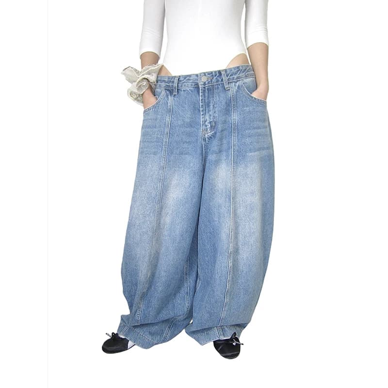 High Waist Wide Leg Denim Jeans Spring New Sle Korean Sle Casual Drapey Blue Vintage Loose Fit Women's Jeans