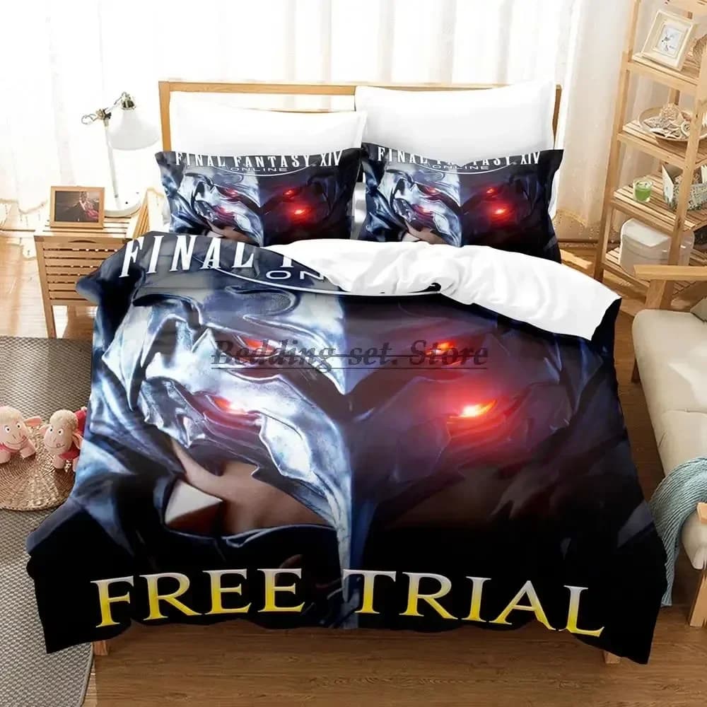 Set di biancheria da letto Final Fantasy 2023, set letto singolo, matrimoniale, queen size, king size, set copripiumino per adulti e bambini, set lenzuola anime.