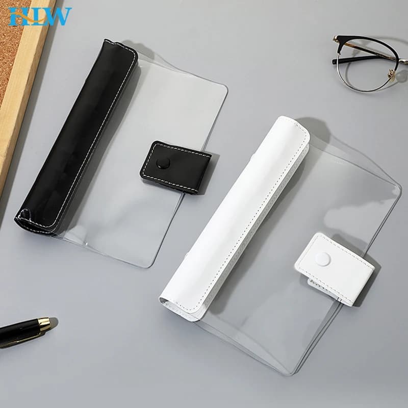 A6 Nuovo PVC Trasparente 6 Fori Raccoglitore a fogli mobili Copertina per notebook Diario Agenda Planner Copertina di carta Cancelleria per ufficio scolastico