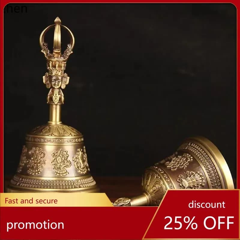 Cz1 brass tibetan vajra bell and pestle ritual instrument five-strand nine-strand copper bell hand shake bell