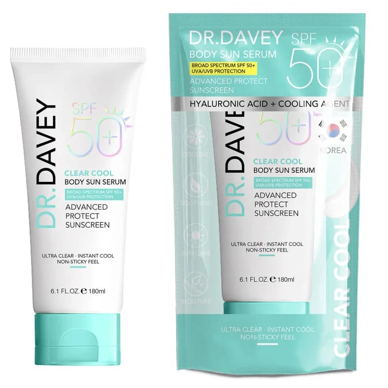 180ml Clear Cool Sun Serum 50+ Isolates and protects against UV rays, refreshing and non-greasy, suitable for both men and women