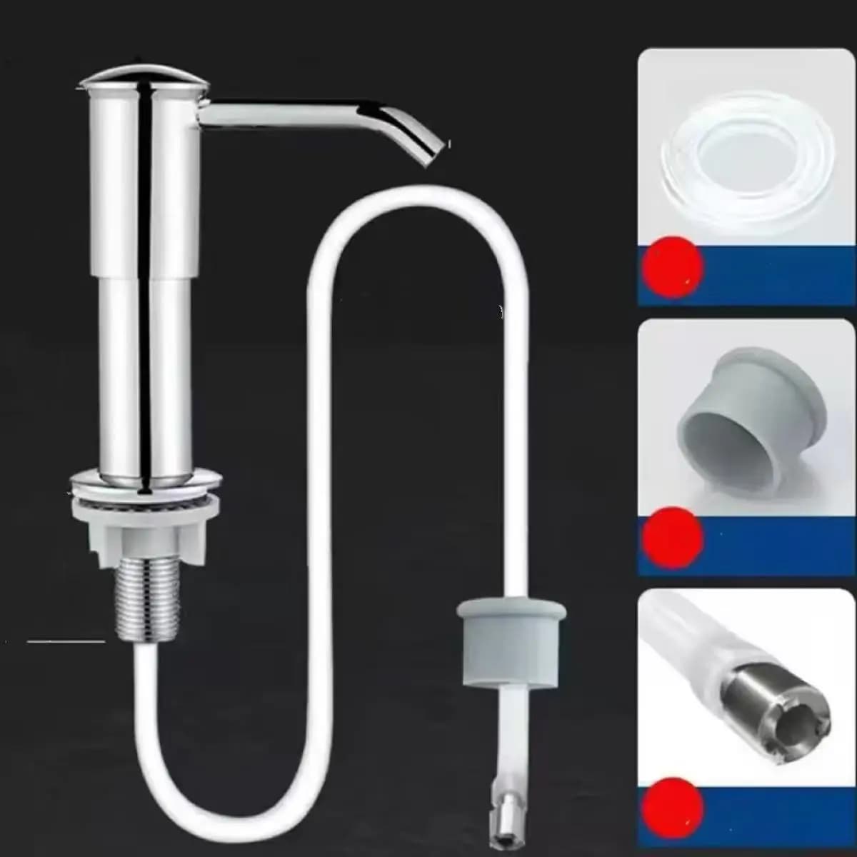 Dispenser di sapone per piatti da cucina, dispenser di sapone da appoggio con pompa, tubo di prolunga in silicone da 40 pollici per collegamento al dispenser di sapone