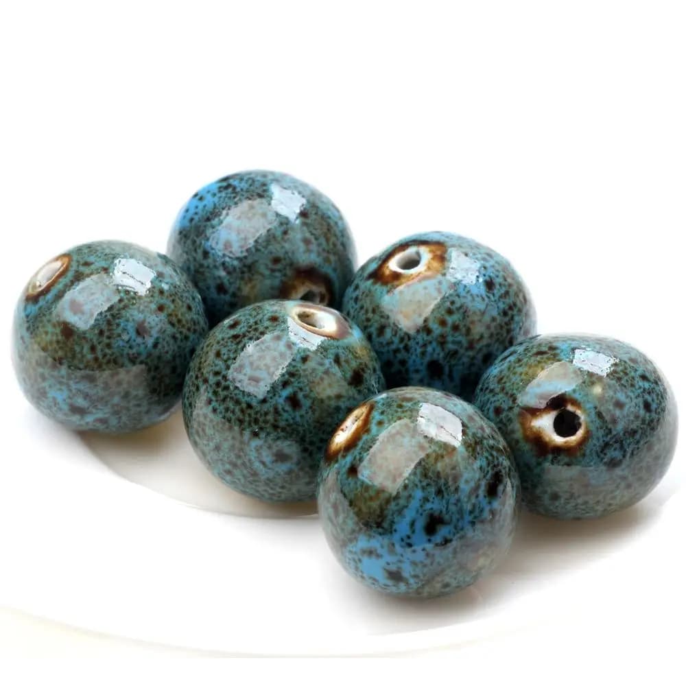 4 pz/lotto 23MM perline allentate in ceramica modello Vintage maculato grande forma rotonda braccialetto fai da te collana orecchini creazione di gioielli