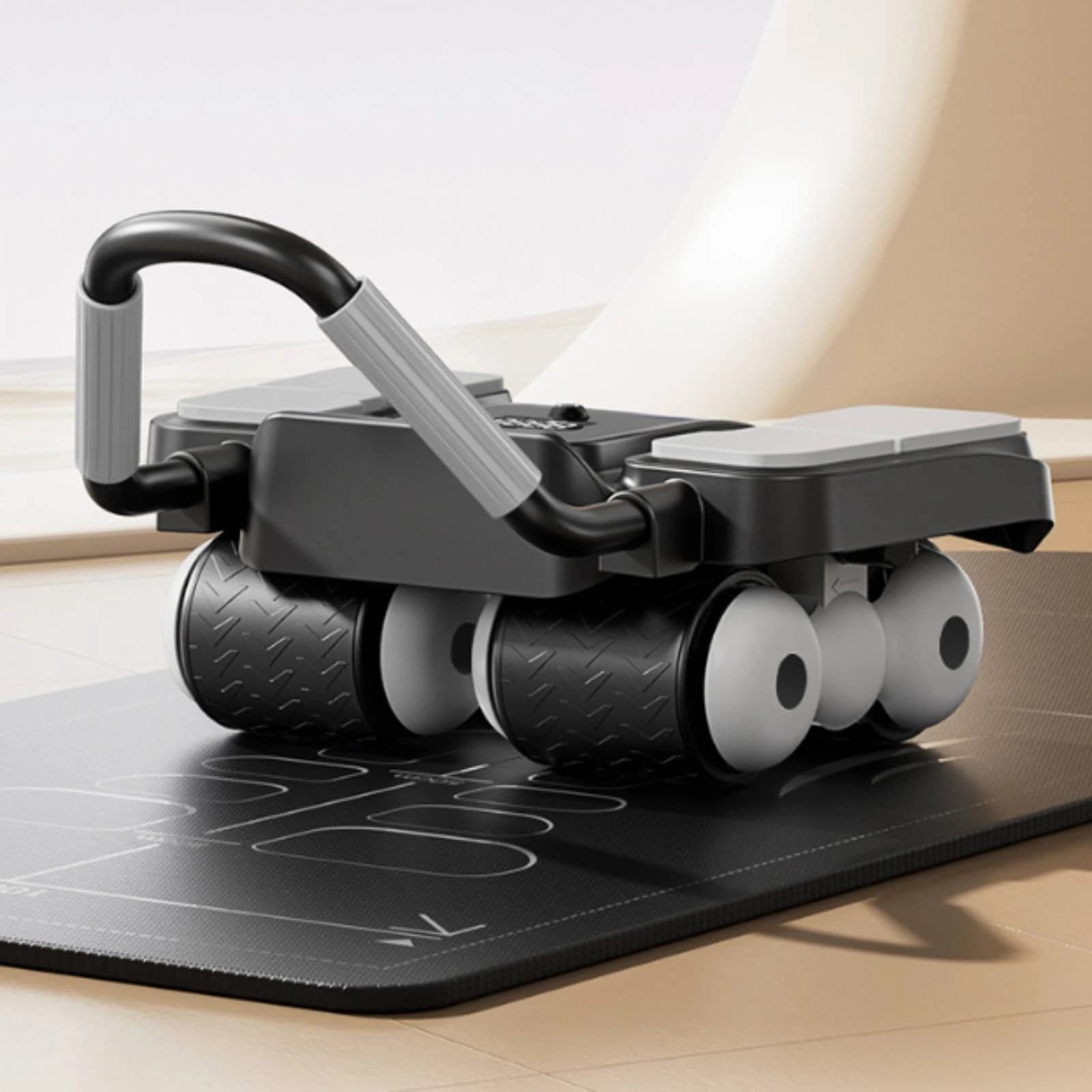 Four-Wheel Abdominal Roller Widened Ab Roller with LCD Display Automatic Rebound Ab Wheel Stable Core Workout Equipment