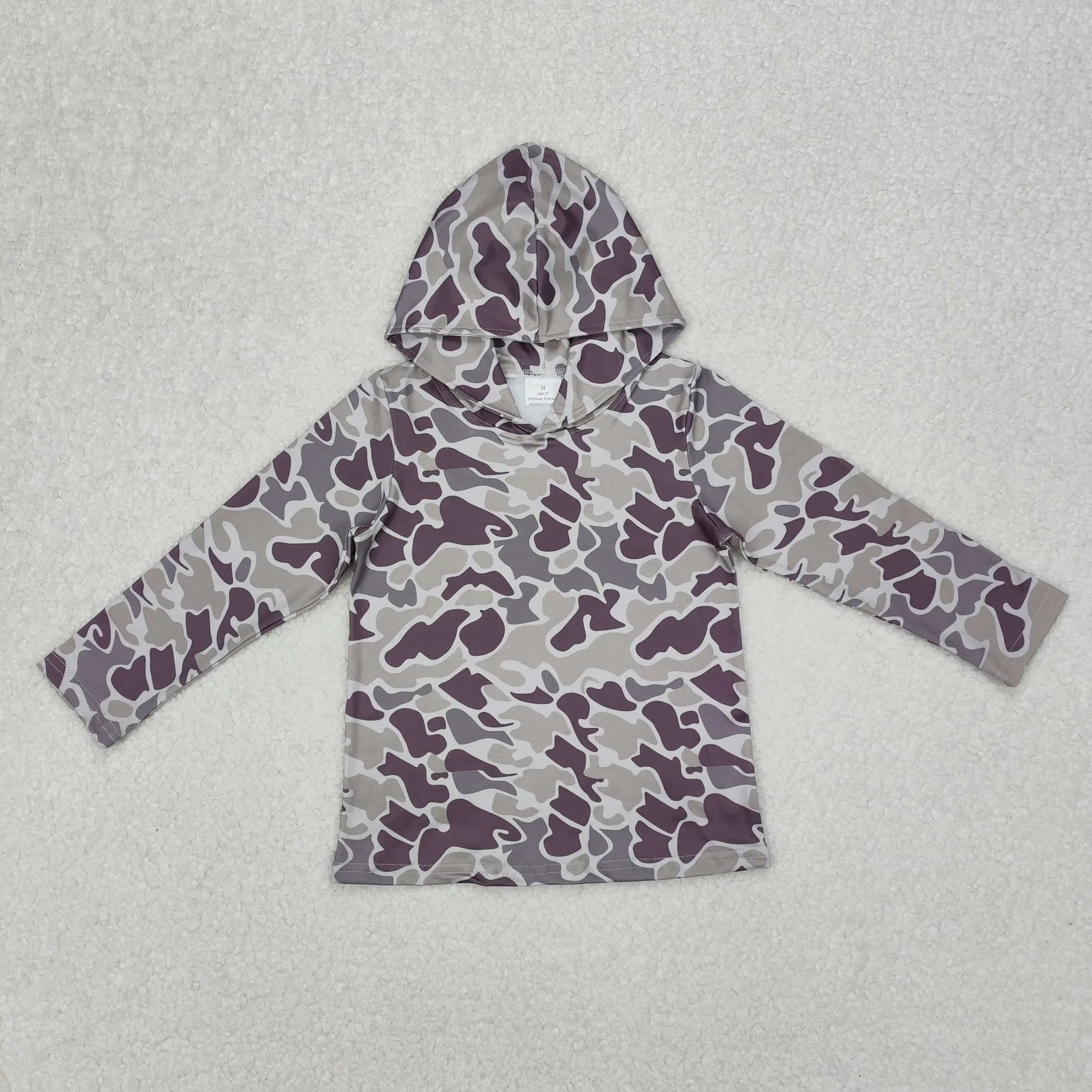 Felpa per neonato primavera autunno Felpa con cappuccio mimetica per bambini Abbigliamento per bambini Camicia sportiva con cappuccio a maniche lunghe per bambini Top all'ingrosso