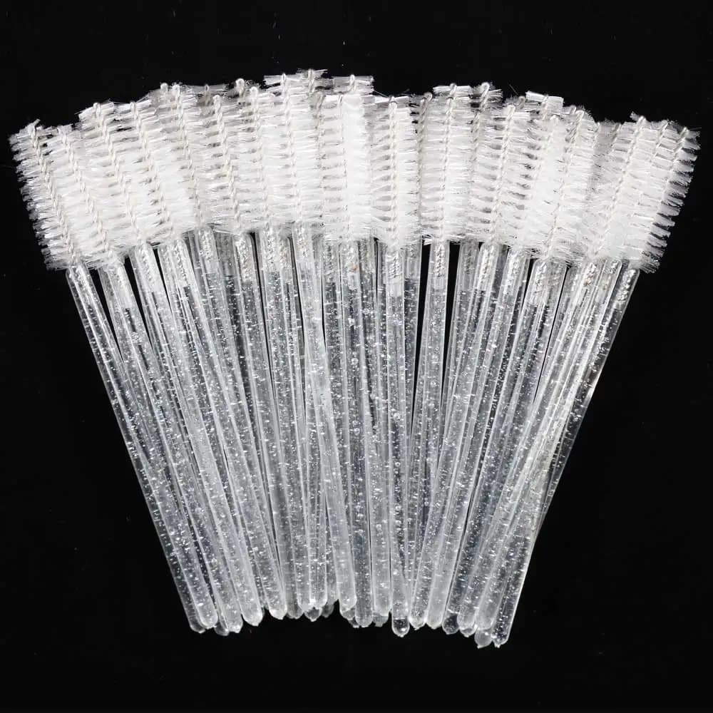 50 Pz Eyelash Brushes for Makeup Eyebrow Brush disposable crystal handle in diamond Mascara Bacchetta Applicator Eyelash Extension Tools