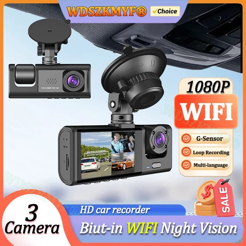 WIFI APP Controllo Auto Dvr 2/3 Canali 1080P Dash Cam per Auto Anteriore opzionale Videoregistratore per Vista Posteriore Videocamera per Auto Accessori per Auto