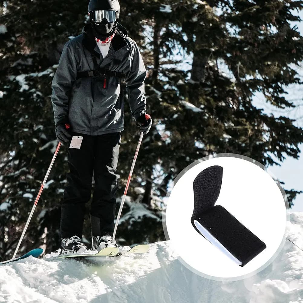 6Pcs Professional Ski Fixing Strap Heavy Duty Snowboard Binding Strap Abrasion Resistant Outdoor Skis Accessories Black