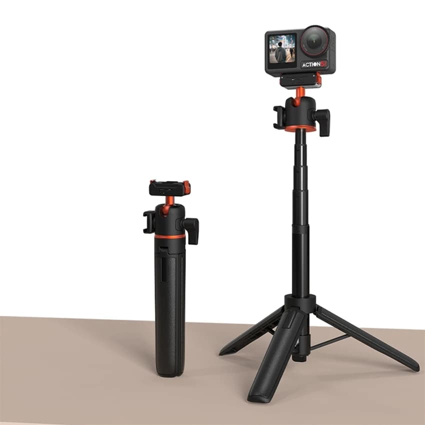 3in1 Shole freddo Ballhead Treppiede Selfie Stick Fotocamera sportiva Base di montaggio magnetica Asta di prolunga per DJI ACTION 4/Action 5 Pro