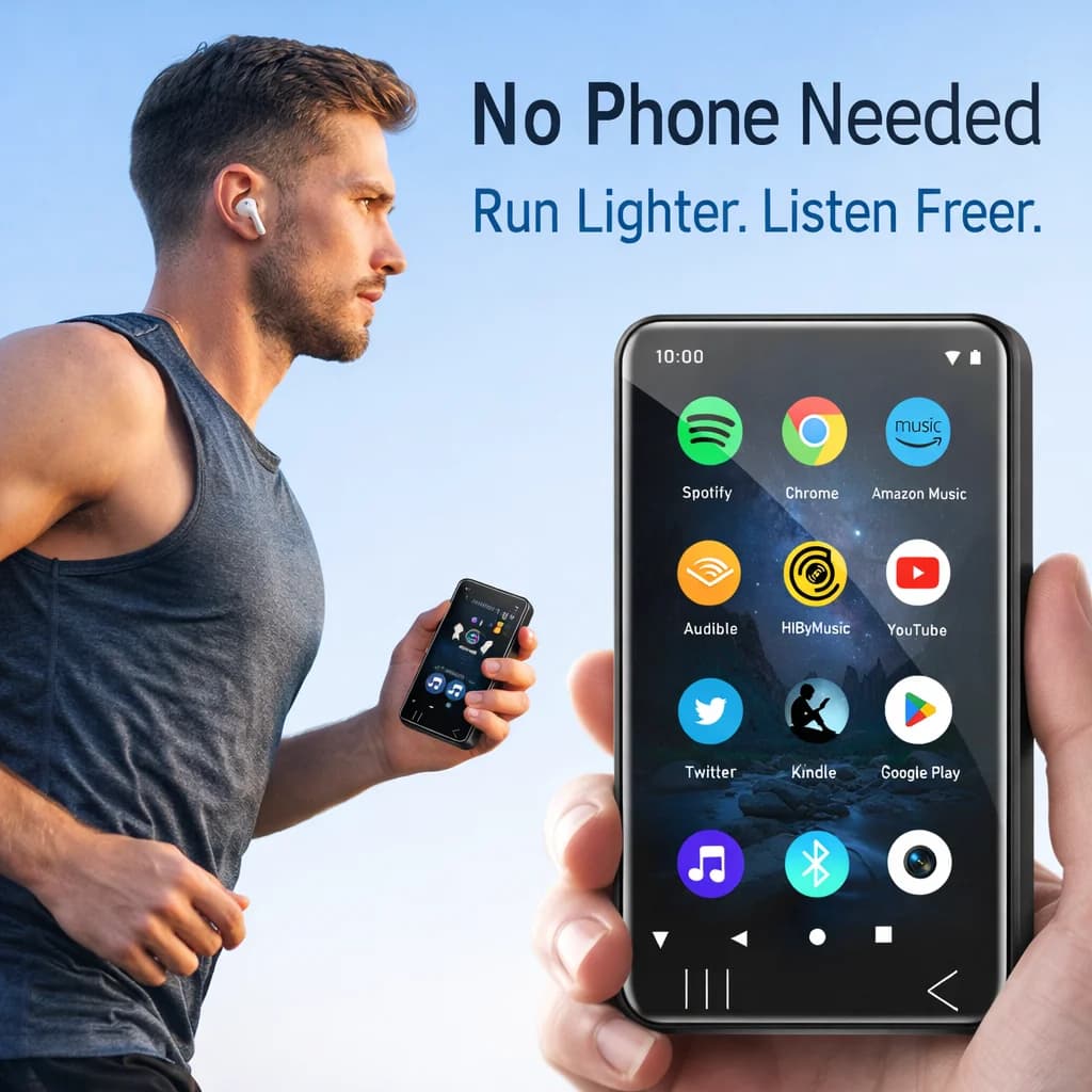 Android 13 MP3 player with Bluetooth WiFi, Spotify Pandora, FM Radio, 4.02''' Touchscreen, 80GB Memory, Hifi Walker G7 Mini