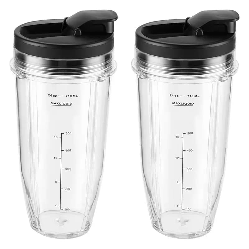 Gen Basic 4 Pcs Blender Cups Replacement Parts 24Oz With Lids Blender Cups For Nutri Ninja BL480 BL640 CT680
