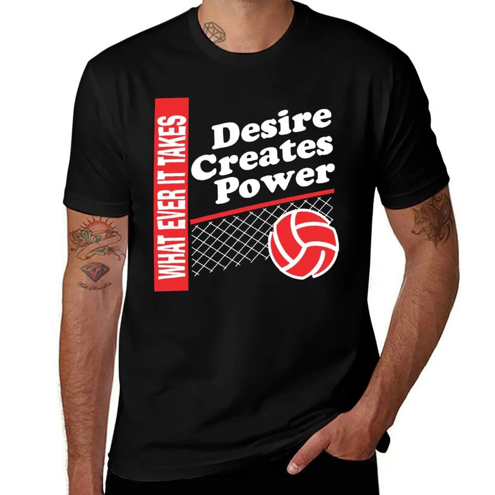 Volleyball Whatever It Takes Dark T-Shirt Retro Graphic Print T-Shirt