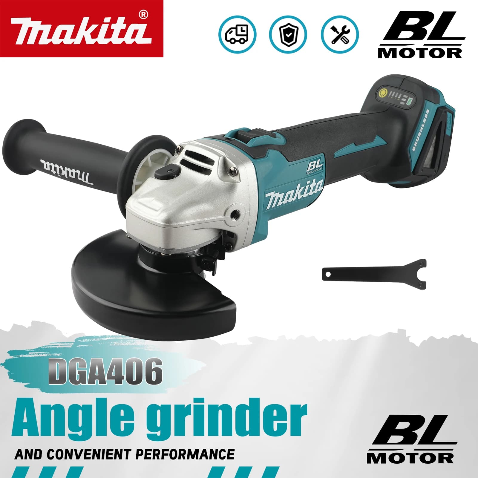 Lucidatrice a carica senza spazzole agli ioni di litio da 18 V recentemente aggiornata di Makita, macchina da taglio ad alta potenza DGA406-125mm