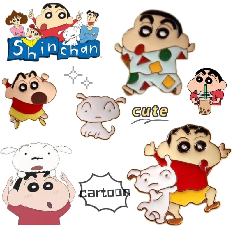 Distintivo Pochi di Crayon Shin-chan, grazioso pin personalizzato a forma di cartone animato, nuovo design creativo di alto valore, decorazione portatile per zaino studentesco
