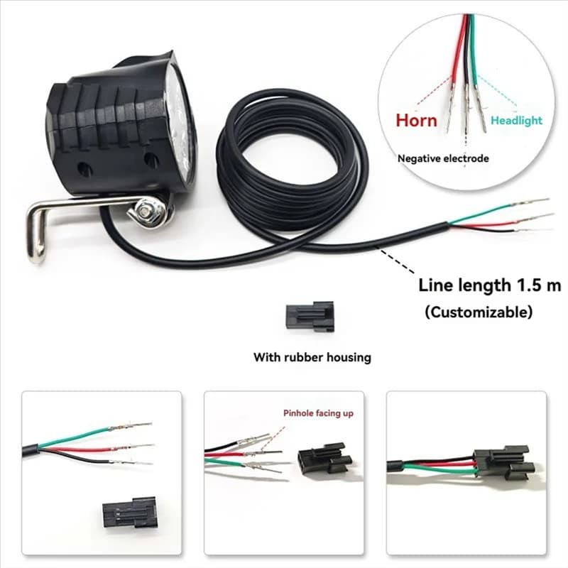 A64T-Ebike E-Bike 36V 48V Electric Bicycle Light Waterproof Headlight Front Bicycle Parts Accessories