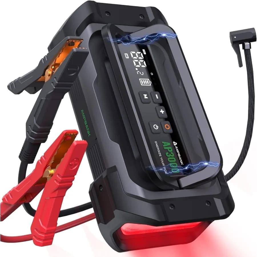 Avviatore portatile per auto da 12 V con corrente di picco da 3000 A e compressore d'aria digitale da 150 PSI per batteria di veicoli di emergenza Boost Int