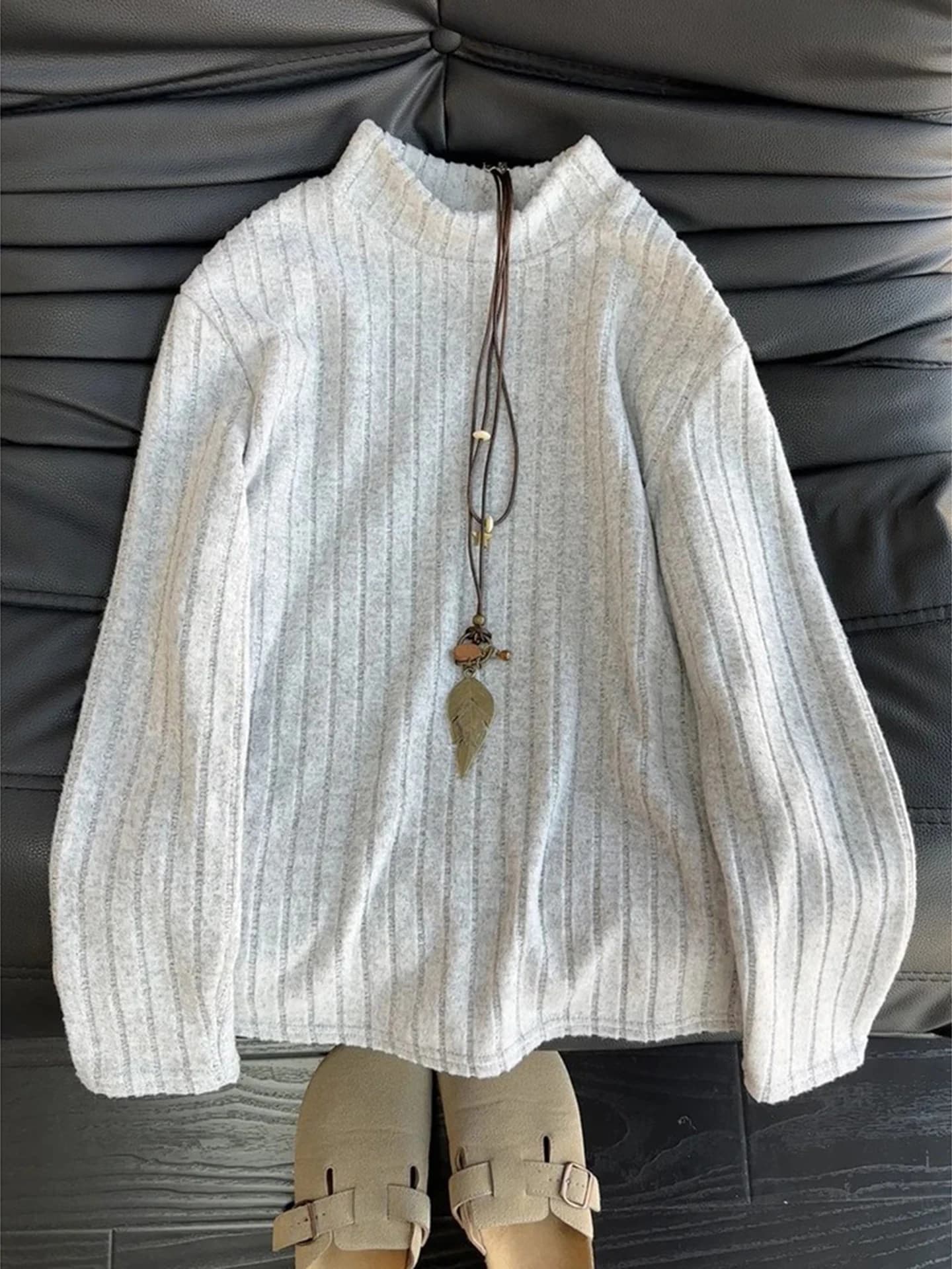 Warm Fce Lined Oversized Long Sve Hoodie f High Collar Stripe Pattern Men's Autumn Winter Casual Comfortable T-irt