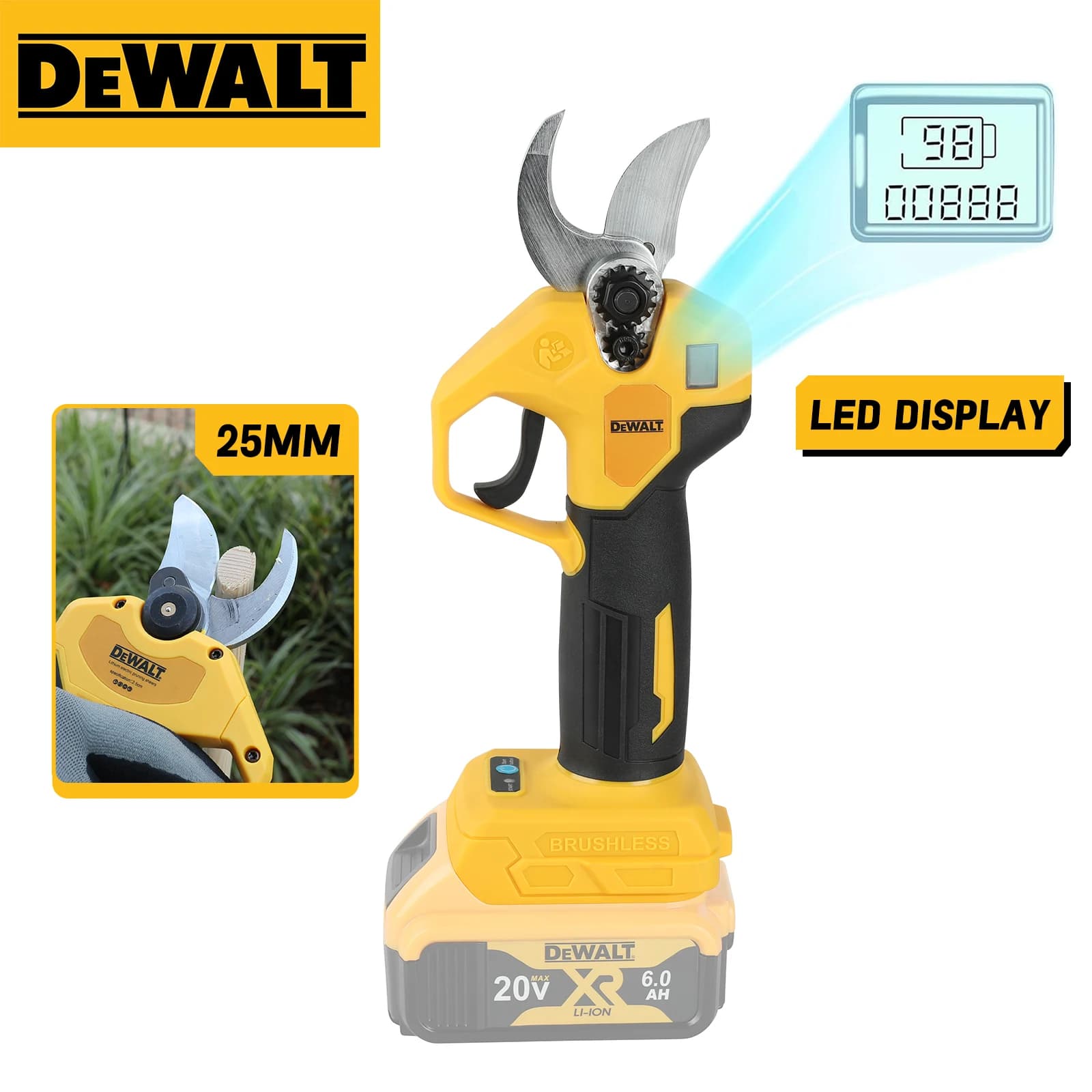 DEWALT Electric pruning shears without brushes Scissors for battery fruit tree branches Electrical tool for battery DEWALT 20V