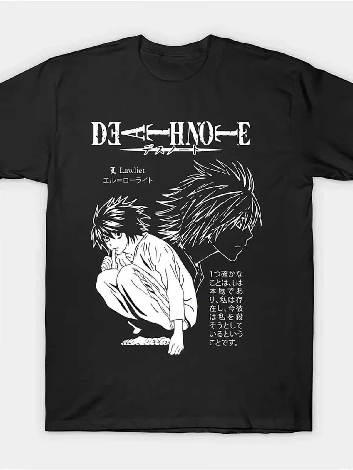 T-shirt da uomo in cotone 100% con grafica anime ninja e manga - Ispirata a Death Note