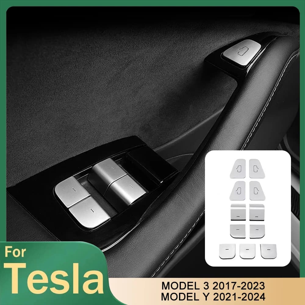 ABS Finestra Sollevatore Interruttore Bottoni Trim Per Tesla Modello 3 2017-2023 Modello Y 2021-2024 Porta Pulsante di Apertura Della Copertura Accessori Interni