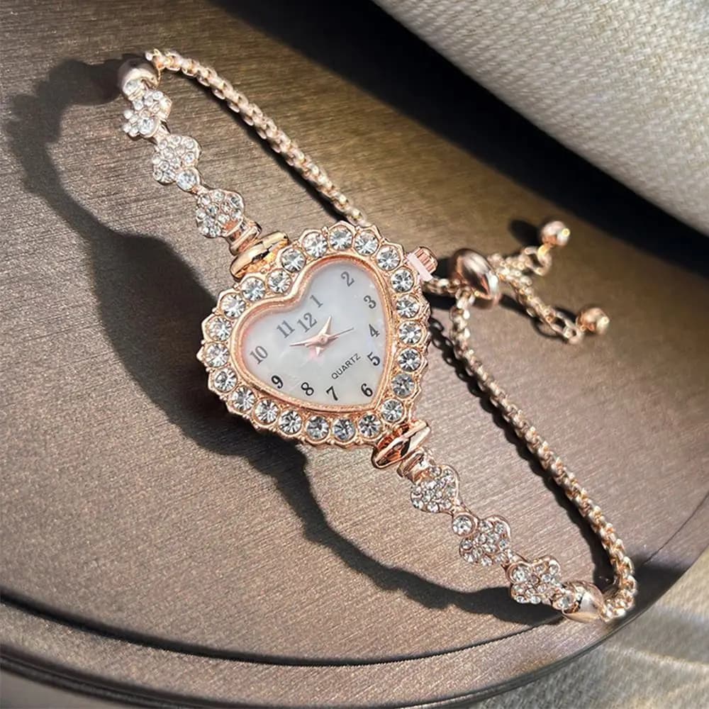 Orologi al quarzo in acciaio inossidabile Cinturino per orologio tempestato di diamanti con bracciale regolabile Orologio da polso da donna con strass