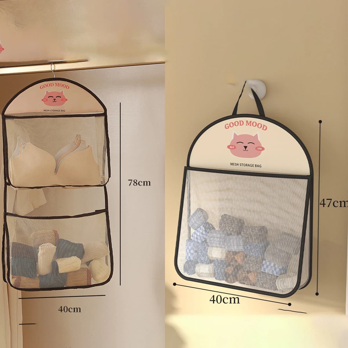 1 piece suspended mesh storage bag, washable and breathable polyester linen bag