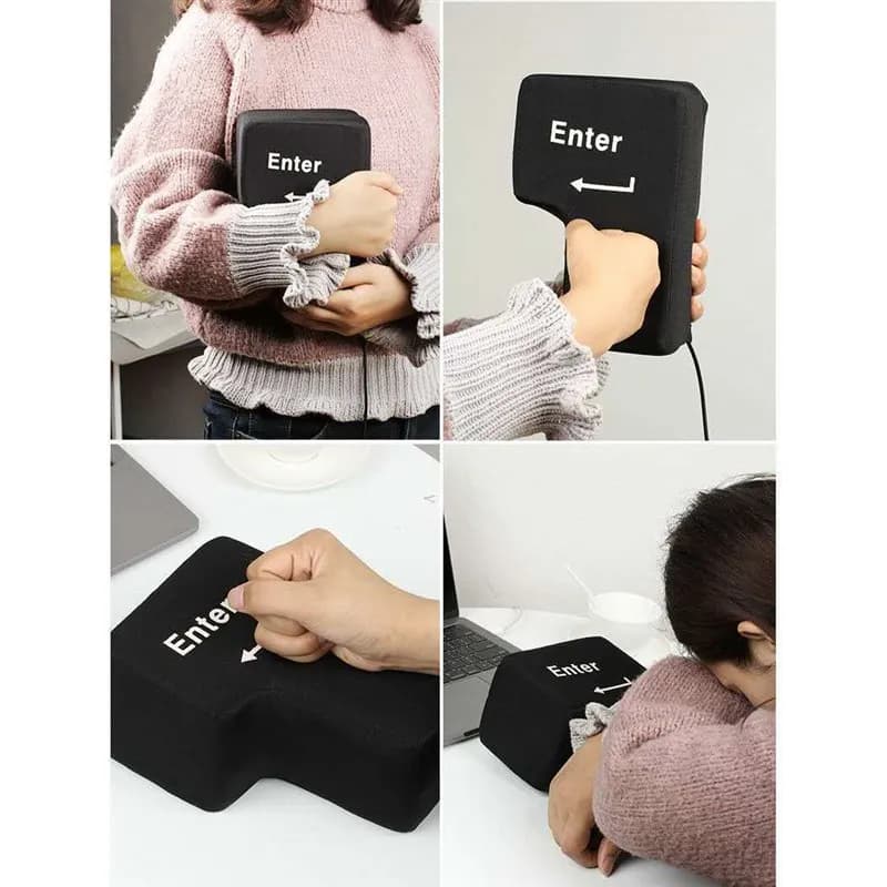 Big Enter Key USB Computer Creative Venting Nap Pillow USB Ente Stress Relief Toy for 15-35 Years Olds