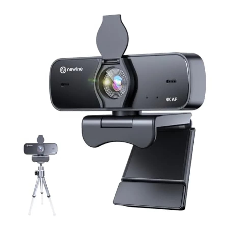 Webcam 4K per PC con Sensore Sony 1/2.55'', Doppio Microfono con Riduzione del Rumore, Autofocus, 30FPS UHD, Grandangolo, Fotocamera USB per Computer con Tr