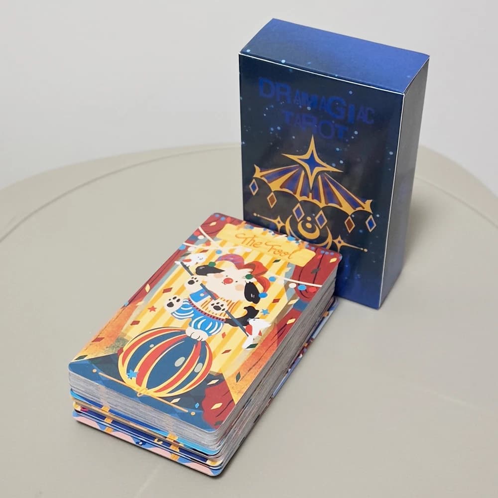 Mazzo di tarocchi Dramagiac 10,3 * 6 cm 78 pezzi Carte dei tarocchi stile Rider Waite Edizione blu Regalo Witchy