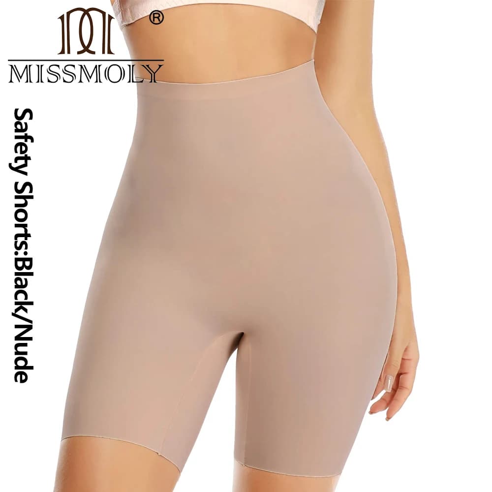 High Waist Shaping Safety Shorts Smooth Stretch Fabric High Rise Regular Fit Seamless Tummy Control Slimming Soft Solid Daily Body Shaper Underwear For Women