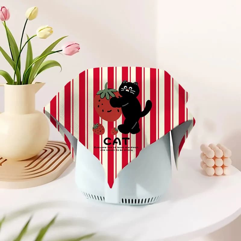 VIKAMA Custom Cartoon Short Plush Dust Cover, Versatile Minimalist Protector for Air Fryer Kitchen Table
