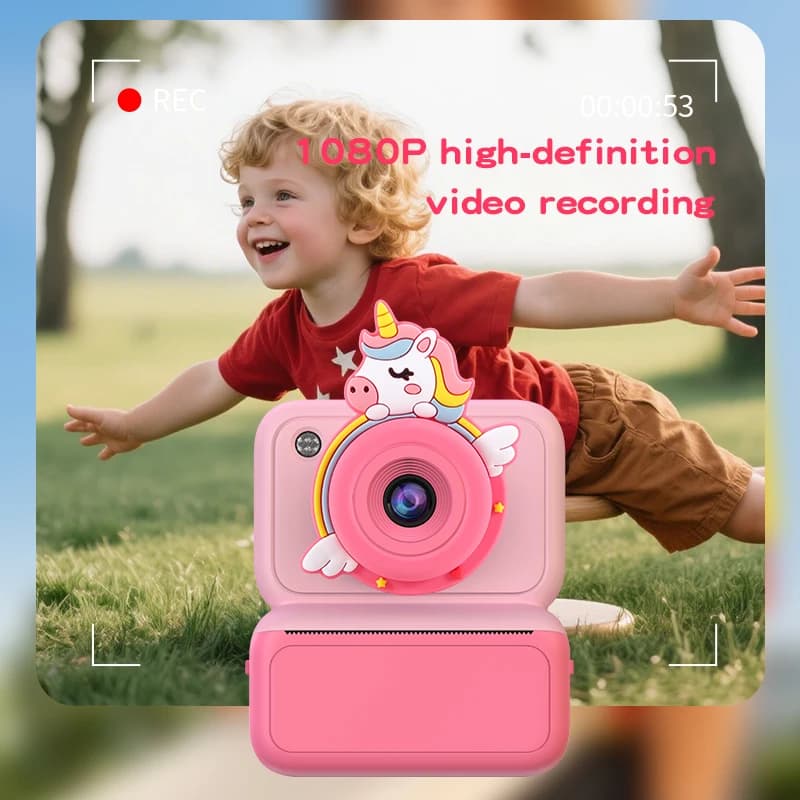 Fotocamera Istantanea per Bambini, Registrazione Video ad Alta Definizione, Fotocamera Giocattolo Stampabile, Scatto Foto con Un Tocco, Stampa Istantanea delle Foto