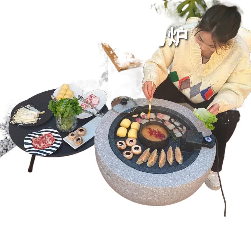 Household multi-functional frying integrated high-power enlarged baking pan 4-6 people non-stick electric baking enclosure