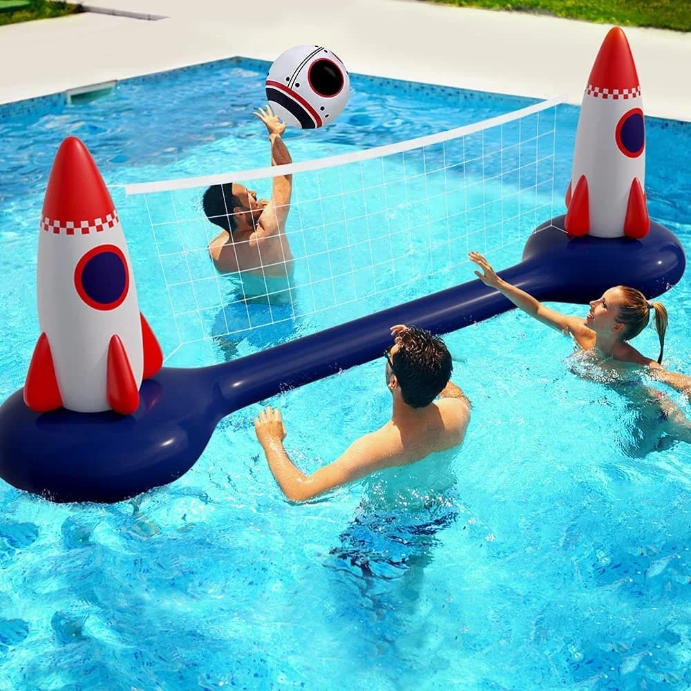 Inflatable summer toys for water games with volleyball rocket for portable pool
