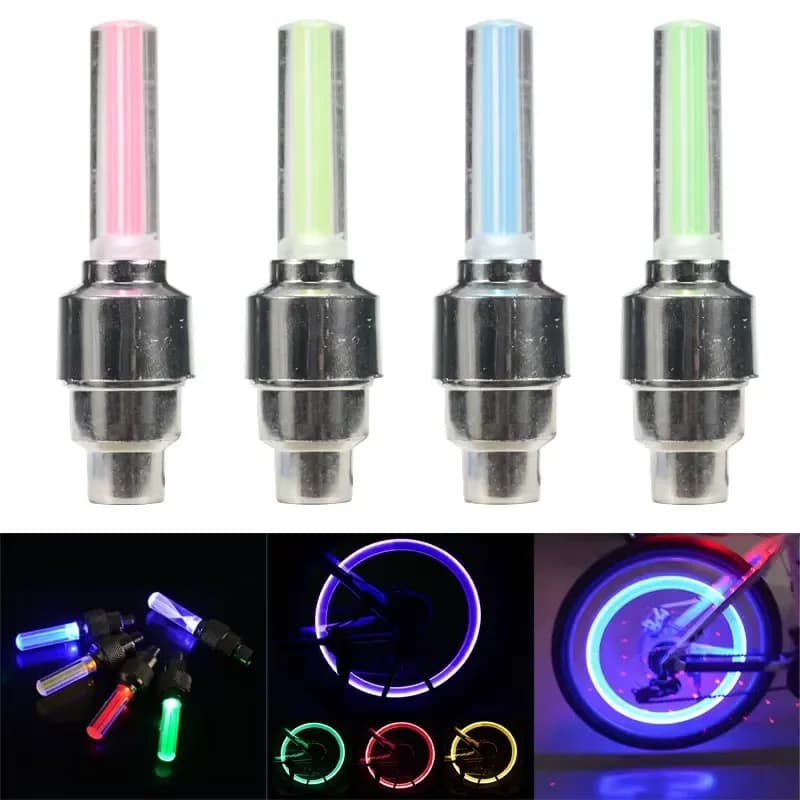2 Pezzi Luci per Valvole Pneumatici di Moto, Biciclette e Veicoli Elettrici, Luci Universali Luminose per Ruote, Lampada Flash al Neon