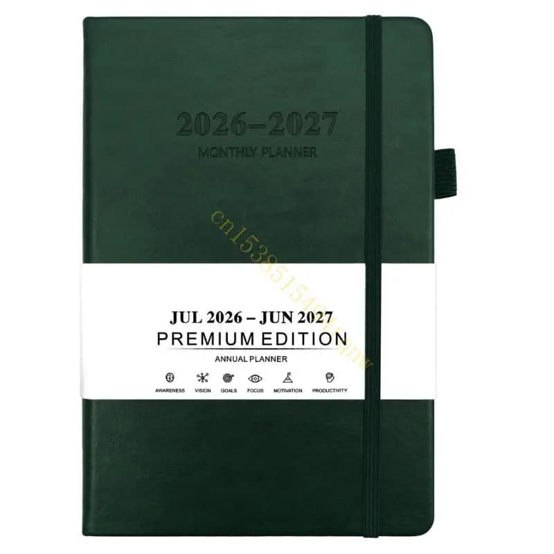 Notebook professionale per agenda giornaliera 2026-2027 con 384 pagine per pianificazione quotidiana 45BD