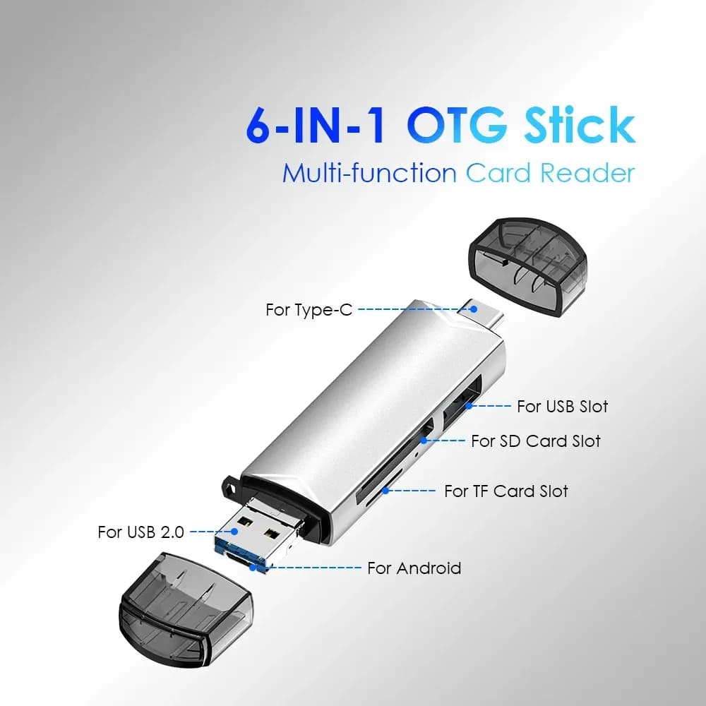 6 In 1 OTG Multifunction USB 3.0 Card Reader U Disk TYPE-C/Usb/Tf/Sd Flash Drive Memory Card for Adapter Phone Laptop Compute