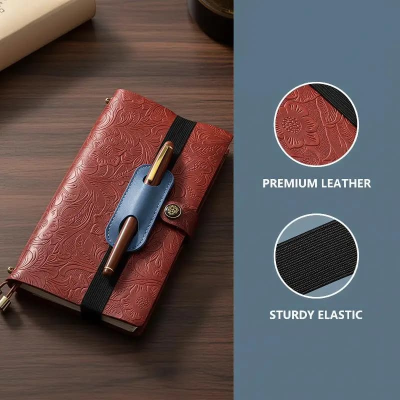 PU Leather Pen Holder with Elastic Band Creative Notebook Pen Clip for Journal Planner Students Office Daily Use