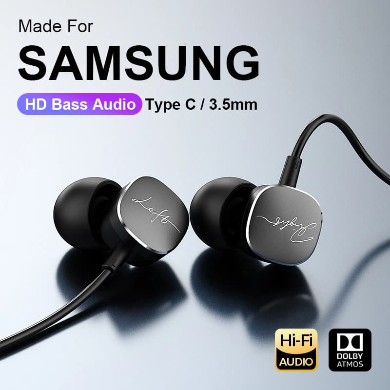 Per Samsung Tipo C Auricolari cablati HiFi Bass Surround Sound Cuffie intrauricolari da 3,5 mm per iPhone 16 Galaxy Ultra S25 S24 Cuffie