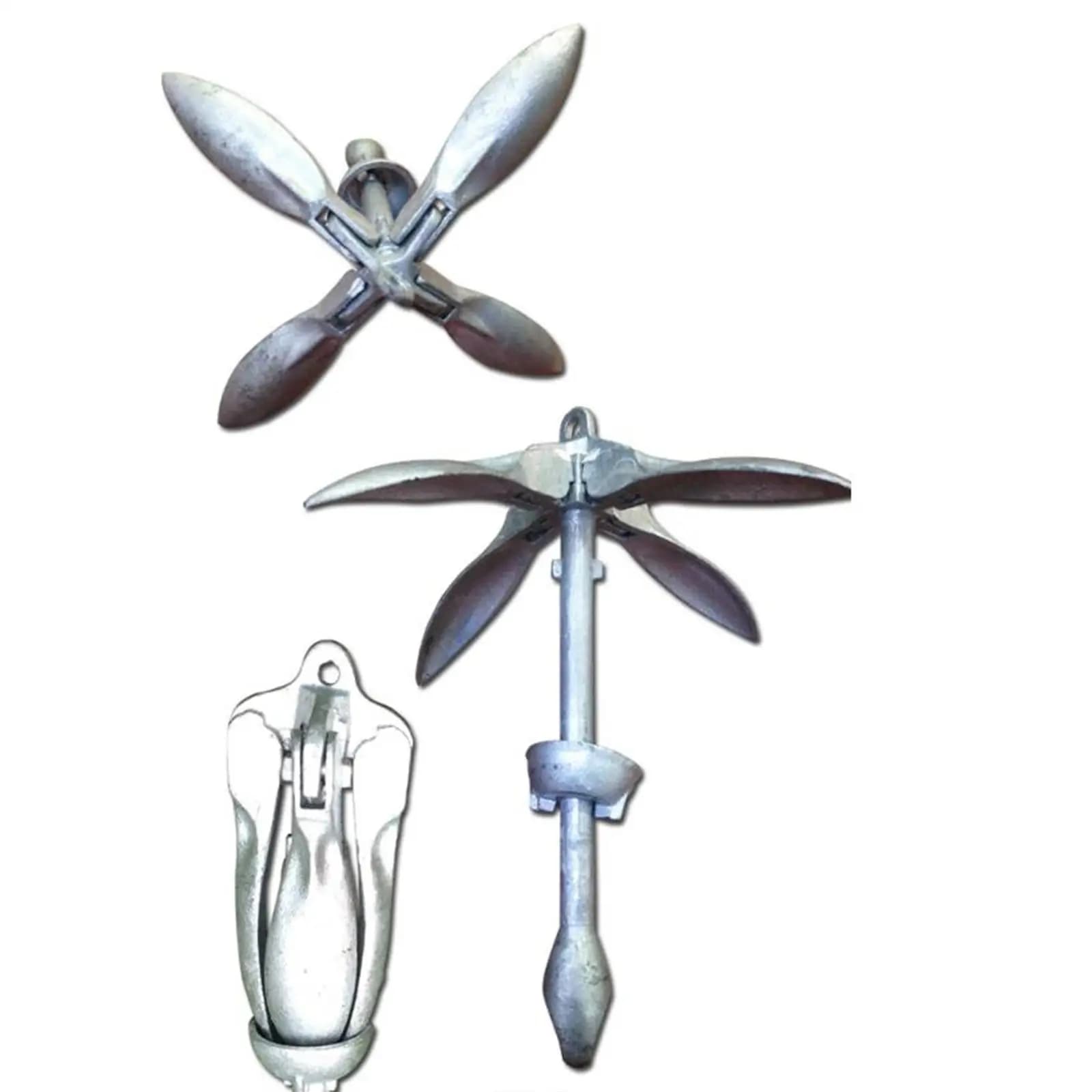 Grapnel Boat Anchor Carbon Steel 4 claw for Raft Small Watercrafts