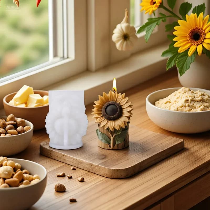 Stampo in silicone per candela di girasole fai da te fiore 3D aromaterapia sapone ornamento artigianato gesso gesso stampo in resina decorazioni per la casa
