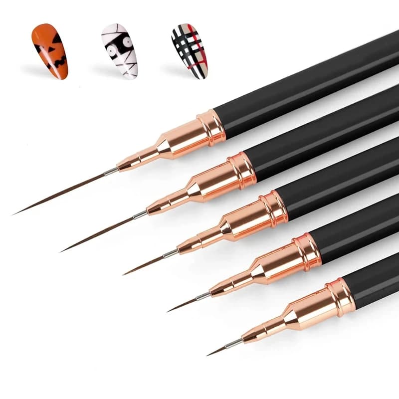 Set di penne professionali per nail art da 5 pezzi, comprese penne a strisce con dettagli fini, penne da disegno con dettagli a linea ultrafine, penne per pittura,