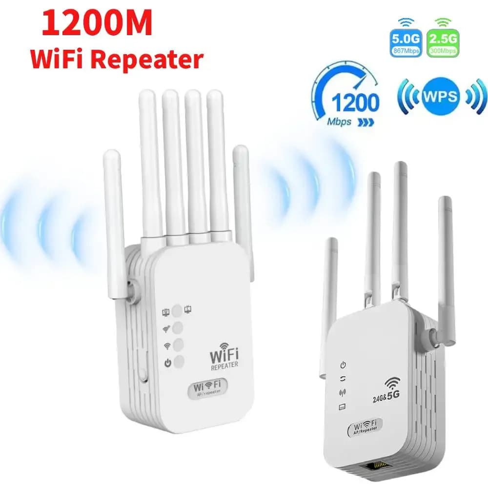 Ripetitore WiFi 1200Mbps Dual Band 2.4G 5G, Amplificatore di Segnale 802.11bgn, Estensore WiFi, Router Gigabit WPS con Spina EU/US