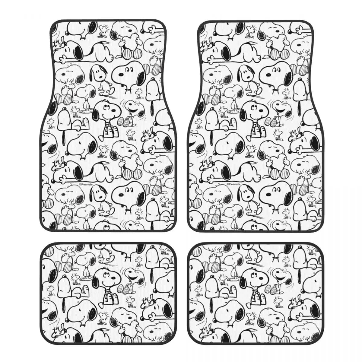 Set di 4 Tappetini per Auto con Motivo Snoopy, Antiscivolo, Universali, Adatti per Camion di Medie Dimensioni