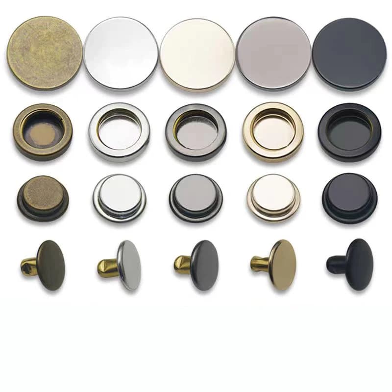 10 set bottoni in metallo bottoni automatici in pelle 15 mm 501 bottoni rotondi di colore senza cucito per vestiti, giacche, jeans
