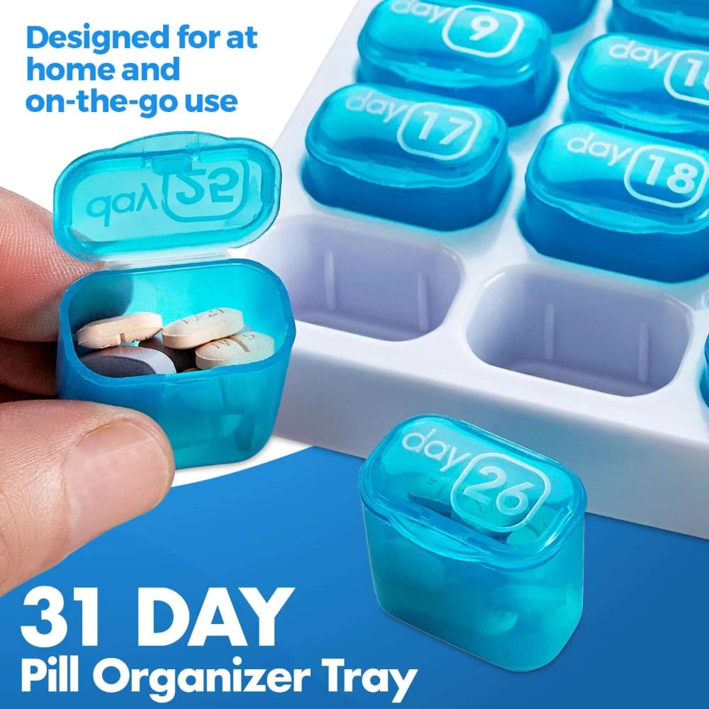 Portable Pill Medicine Case Box Holder with Removable Medication Pods for Daily Medicine/ Vitamin/Fish Oils /Supplement 31 Days