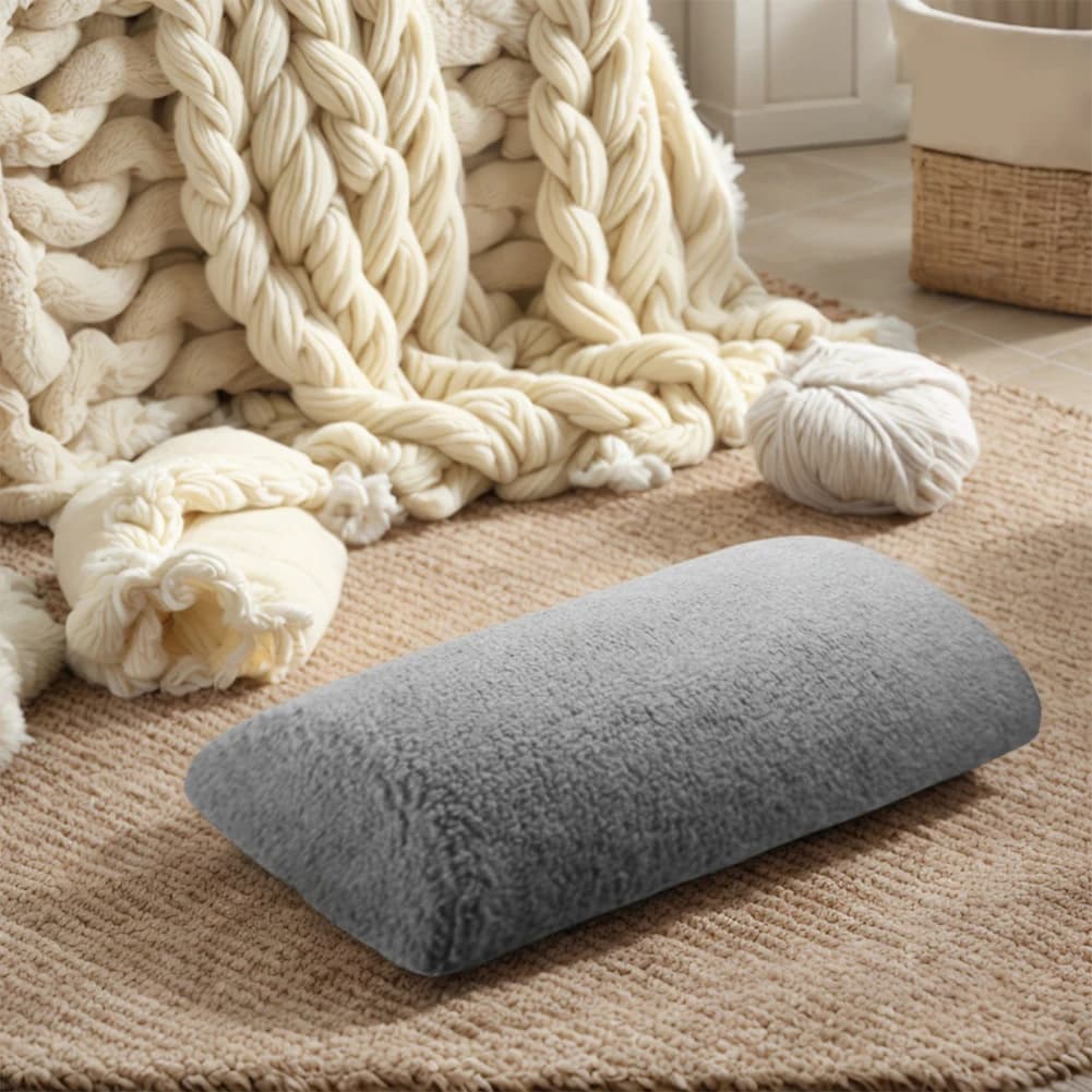 4inches Ergonomic Footrest Pillow with Elastic Strap Leg Rest Bolster with Sherpa Cover Half Roll Leg Pillow for Bed Chair Sofa