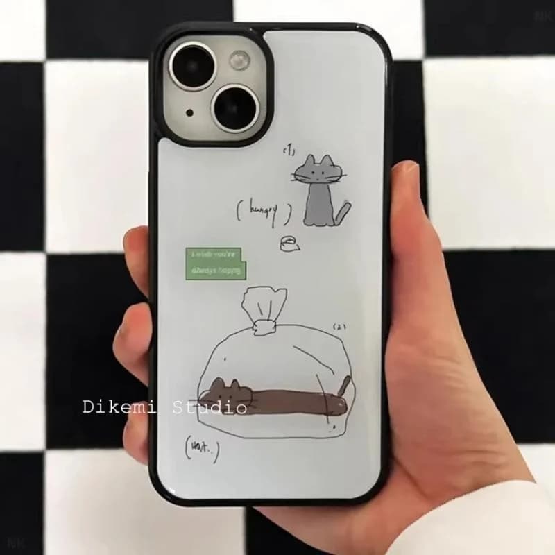 Custodia per telefono alla moda con gatto cartone animato stile coreano per iPhone 17AIR 17 16 15 14 13 12 11 Pro Max 14 15 16 Plus Y2K Sweet Cover